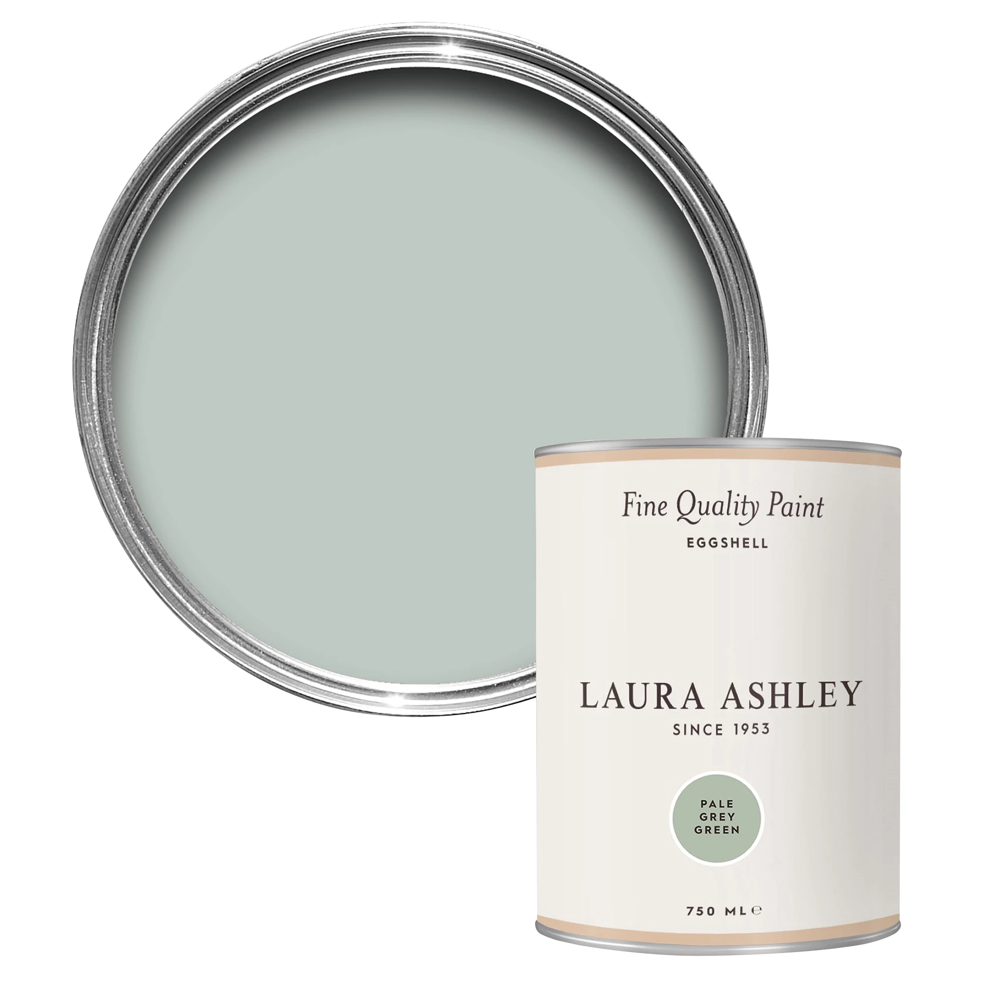 Laura Ashley Pale Grey Green Eggshell Emulsion Paint, 750ml 1 Laura Ashley Pale Grey Green Eggshell Emulsion Paint, 750ml