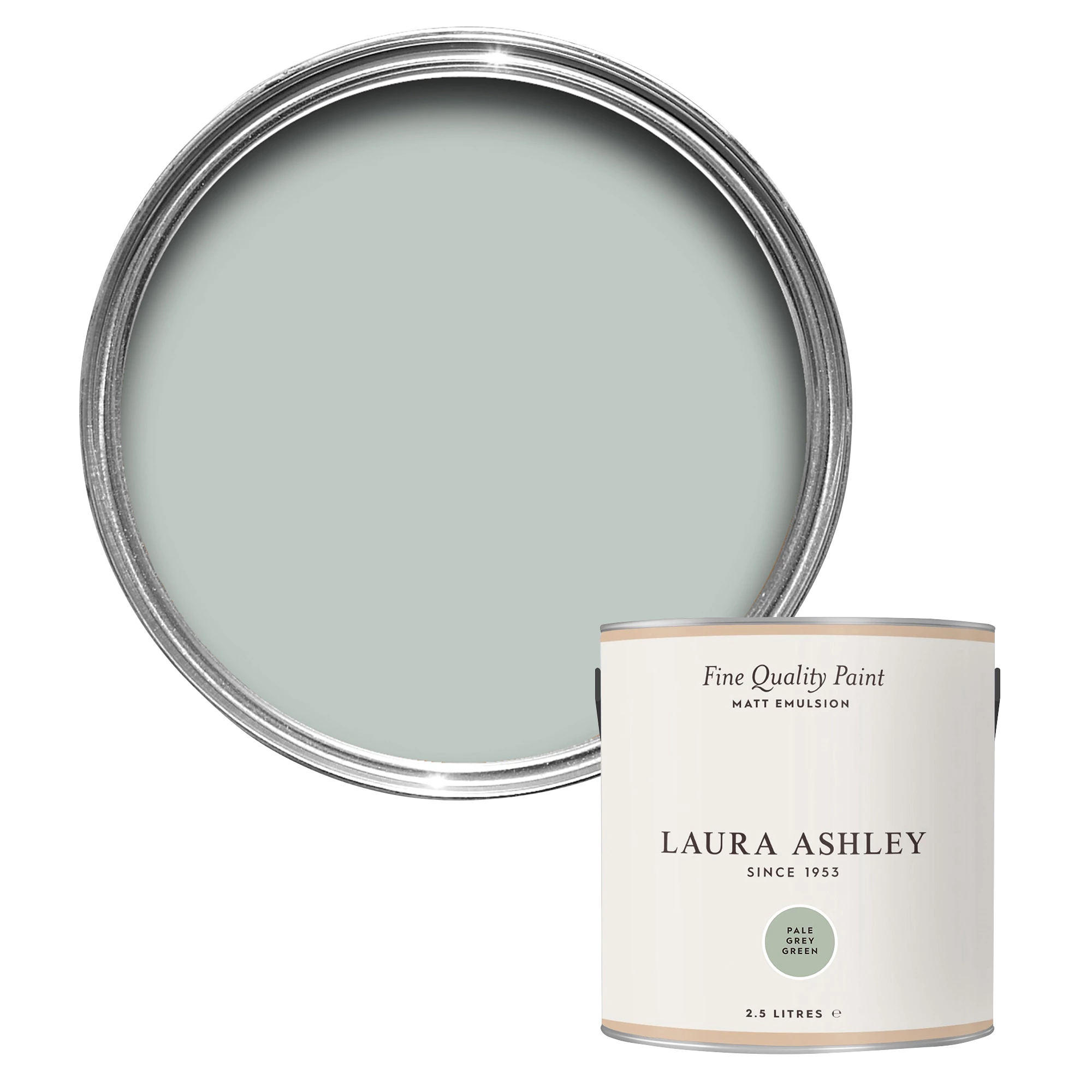 Laura Ashley Pale Grey Green Matt Emulsion Paint, 2.5L 1 Laura Ashley Pale Grey Green Matt Emulsion Paint, 2.5L