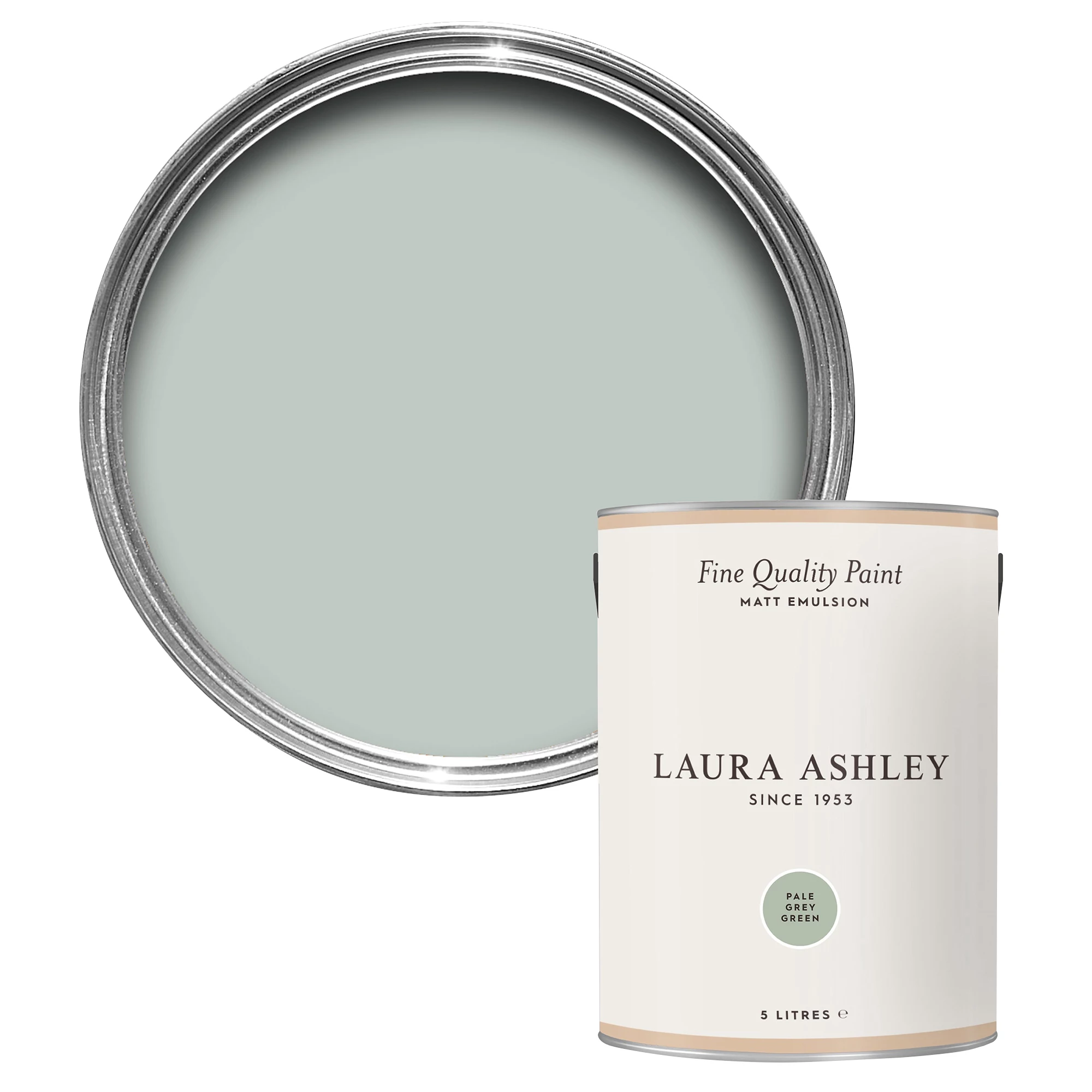 Laura Ashley Pale Grey Green Matt Emulsion Paint, 5L 1 Laura Ashley Pale Grey Green Matt Emulsion Paint, 5L