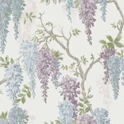 Laura Ashley Pale Iris Wisteria Smooth Wallpaper