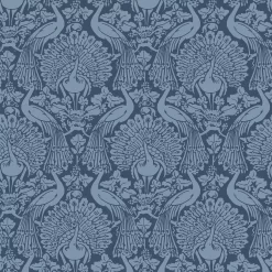 Laura Ashley Peacock Damask Dusky Seaspray Damask Smooth Wallpaper