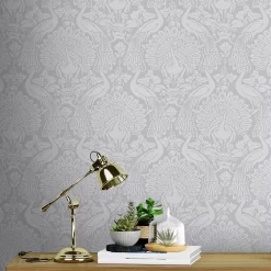Laura Ashley Peacock Damask Pale Slate Damask Smooth Wallpaper -Laura Ashley Sales Store laura ashley peacock damask pale slate damask smooth wallpaper5011583486896 21i bq