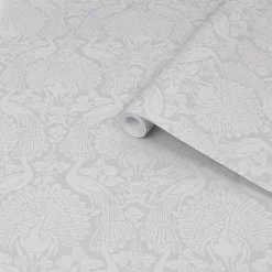 Laura Ashley Peacock Damask Pale Slate Damask Smooth Wallpaper