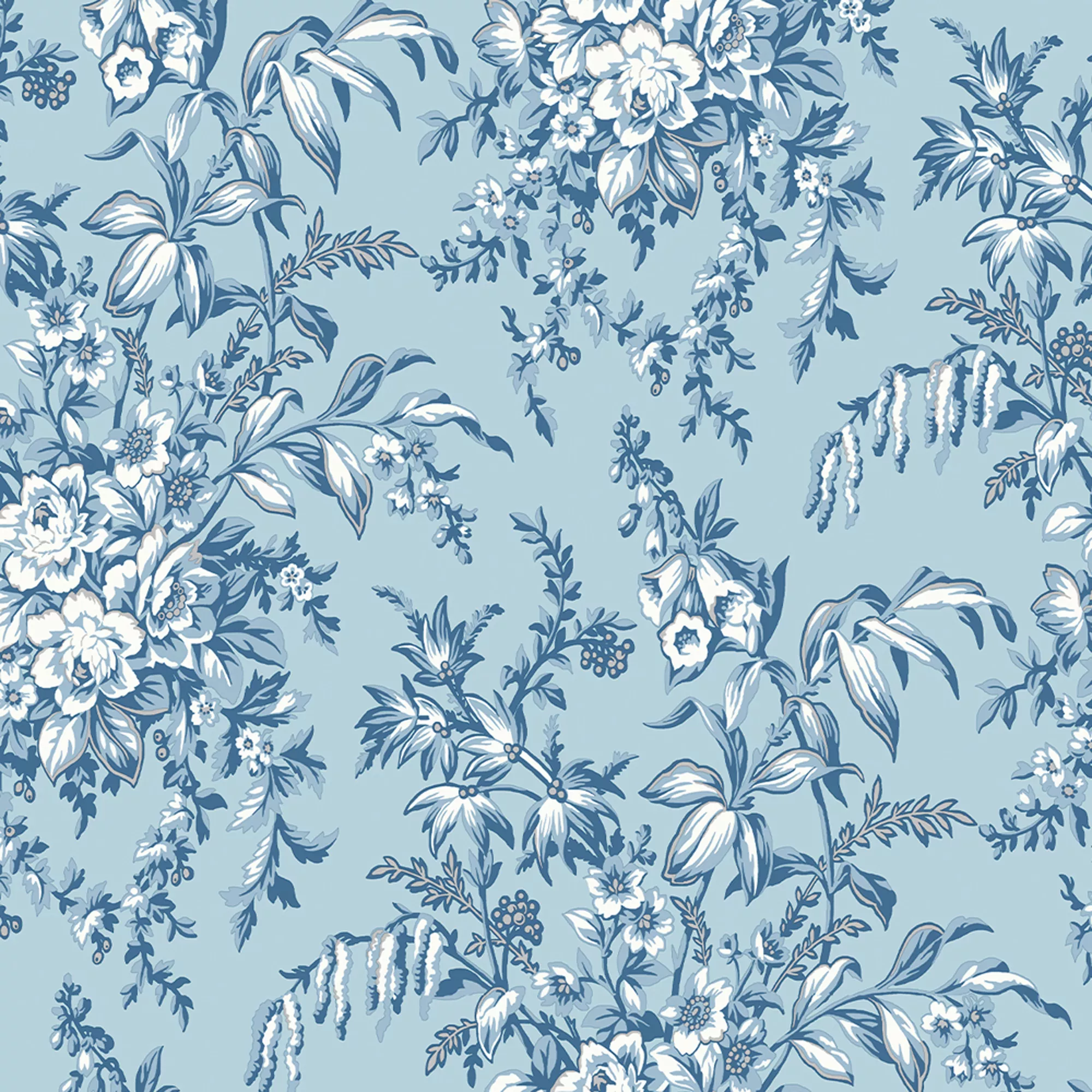 Laura Ashley Picardie Blue Sky Floral Smooth Wallpaper 2 Laura Ashley Picardie Blue Sky Floral Smooth Wallpaper - Image 2