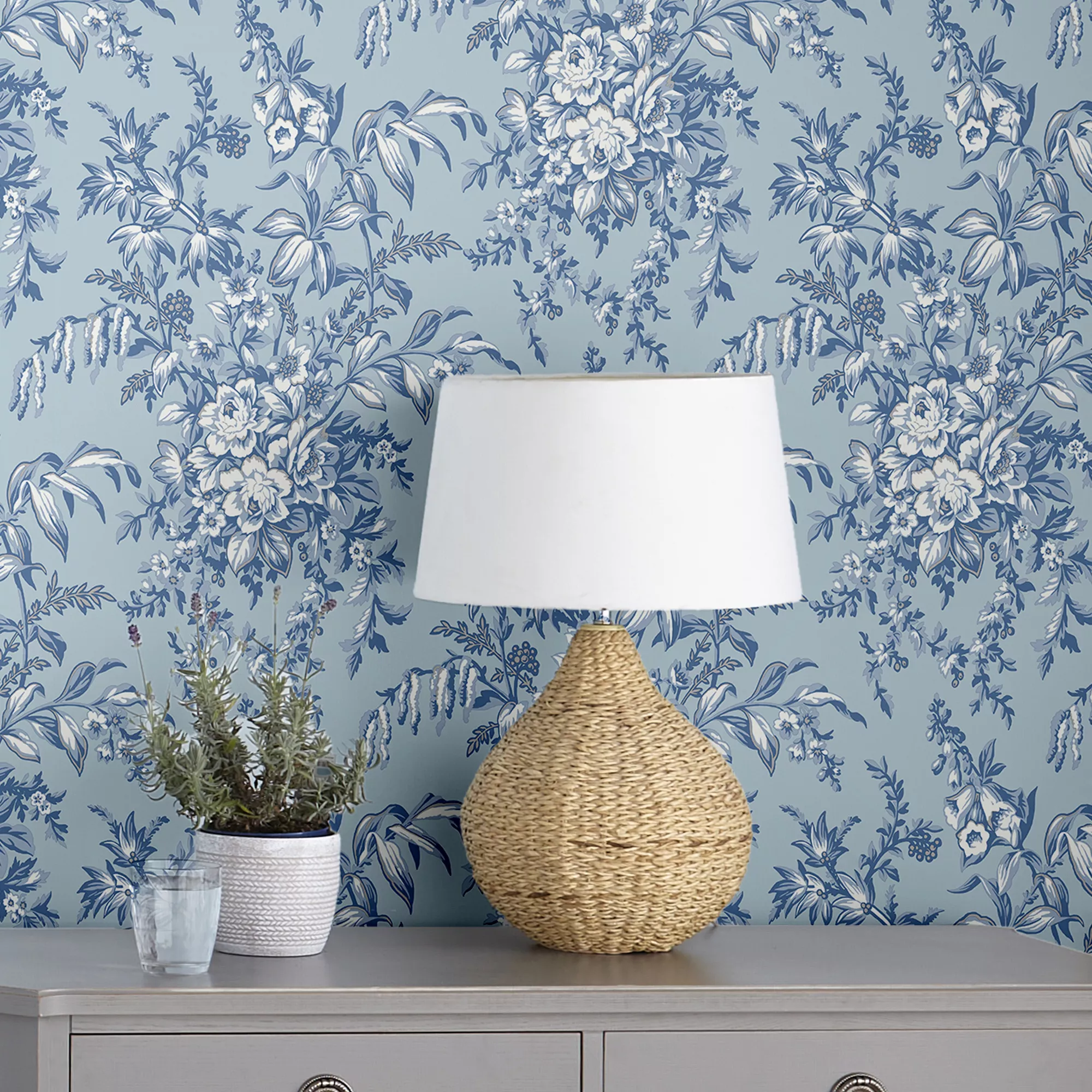 Laura Ashley Picardie Blue Sky Floral Smooth Wallpaper 3 Laura Ashley Picardie Blue Sky Floral Smooth Wallpaper - Image 3