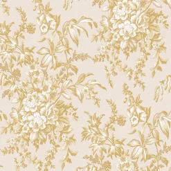 Laura Ashley Picardie Pale Gold Floral Smooth Wallpaper