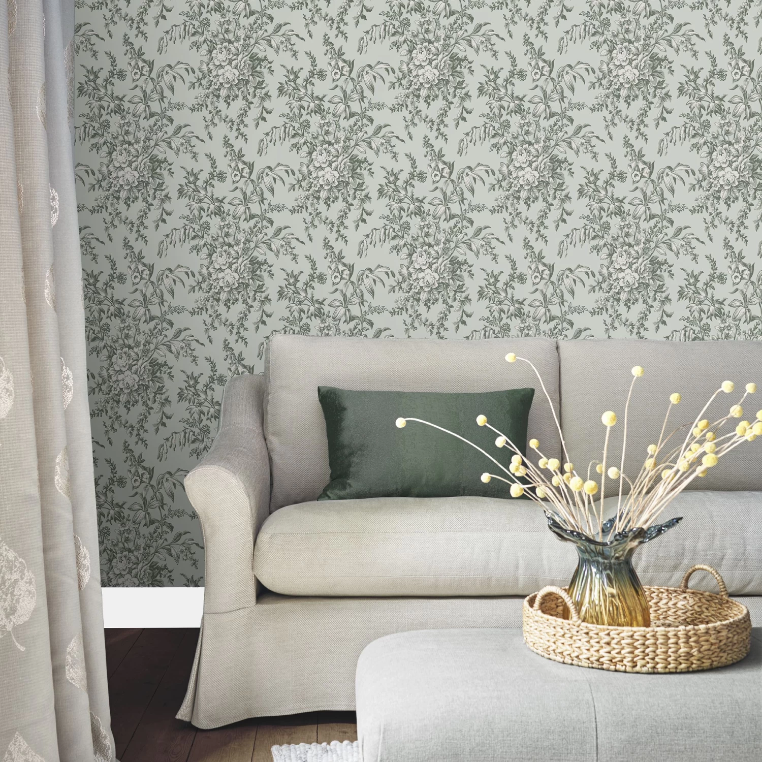 Laura Ashley Picardie Sage Floral Smooth Wallpaper 5 Laura Ashley Picardie Sage Floral Smooth Wallpaper - Image 5