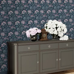 Laura Ashley Portia Dark Seaspray Floral Smooth Wallpaper -Laura Ashley Sales Store laura ashley portia dark seaspray floral smooth wallpaper5011583486803 20i bq