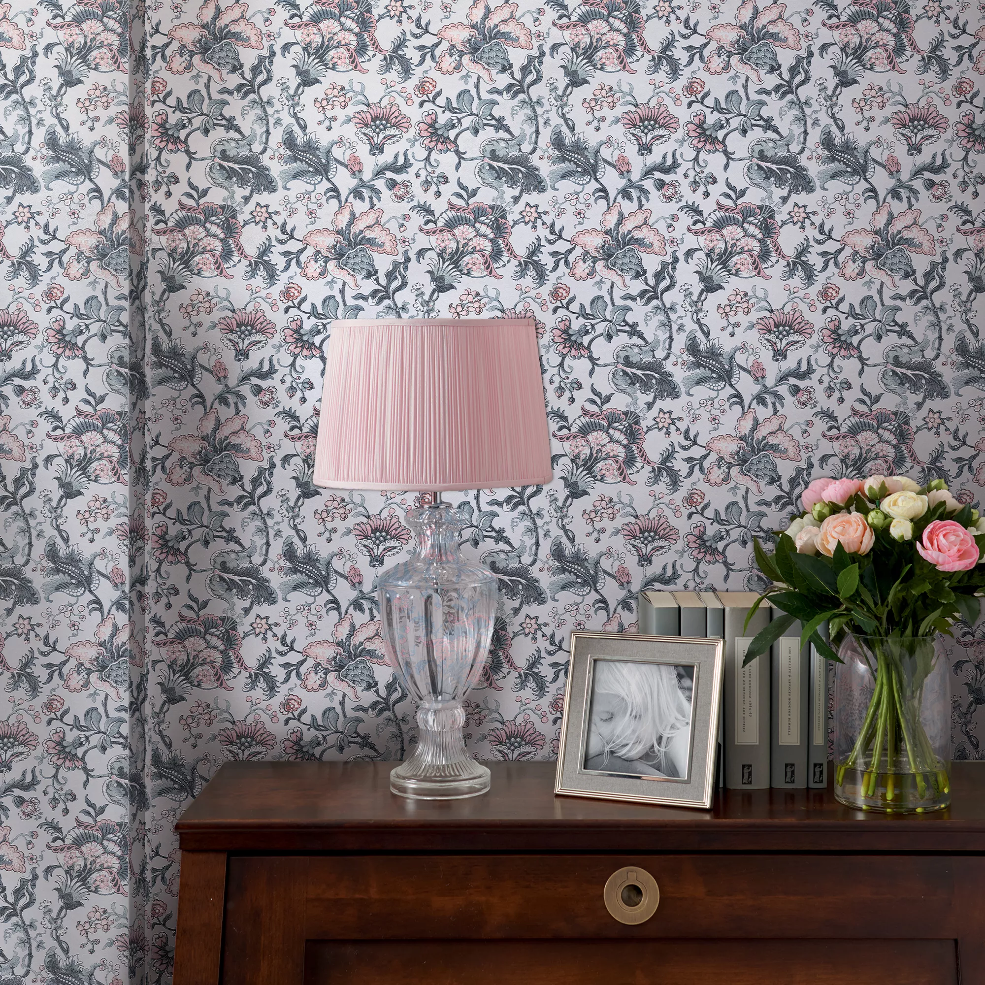 Laura Ashley Portia Pale Slate Floral Smooth Wallpaper 4 Laura Ashley Portia Pale Slate Floral Smooth Wallpaper - Image 4