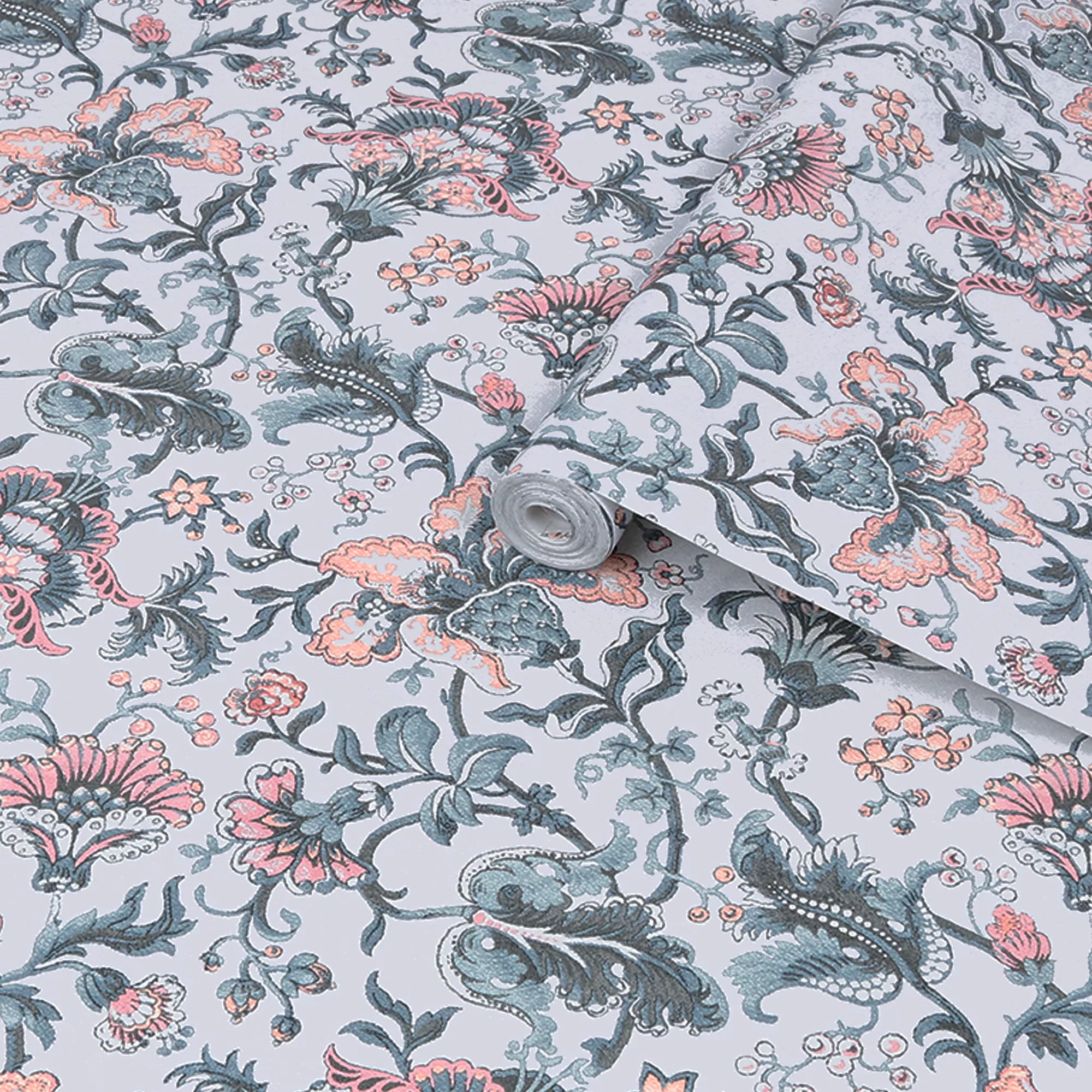 Laura Ashley Portia Pale Slate Floral Smooth Wallpaper 2 Laura Ashley Portia Pale Slate Floral Smooth Wallpaper - Image 2