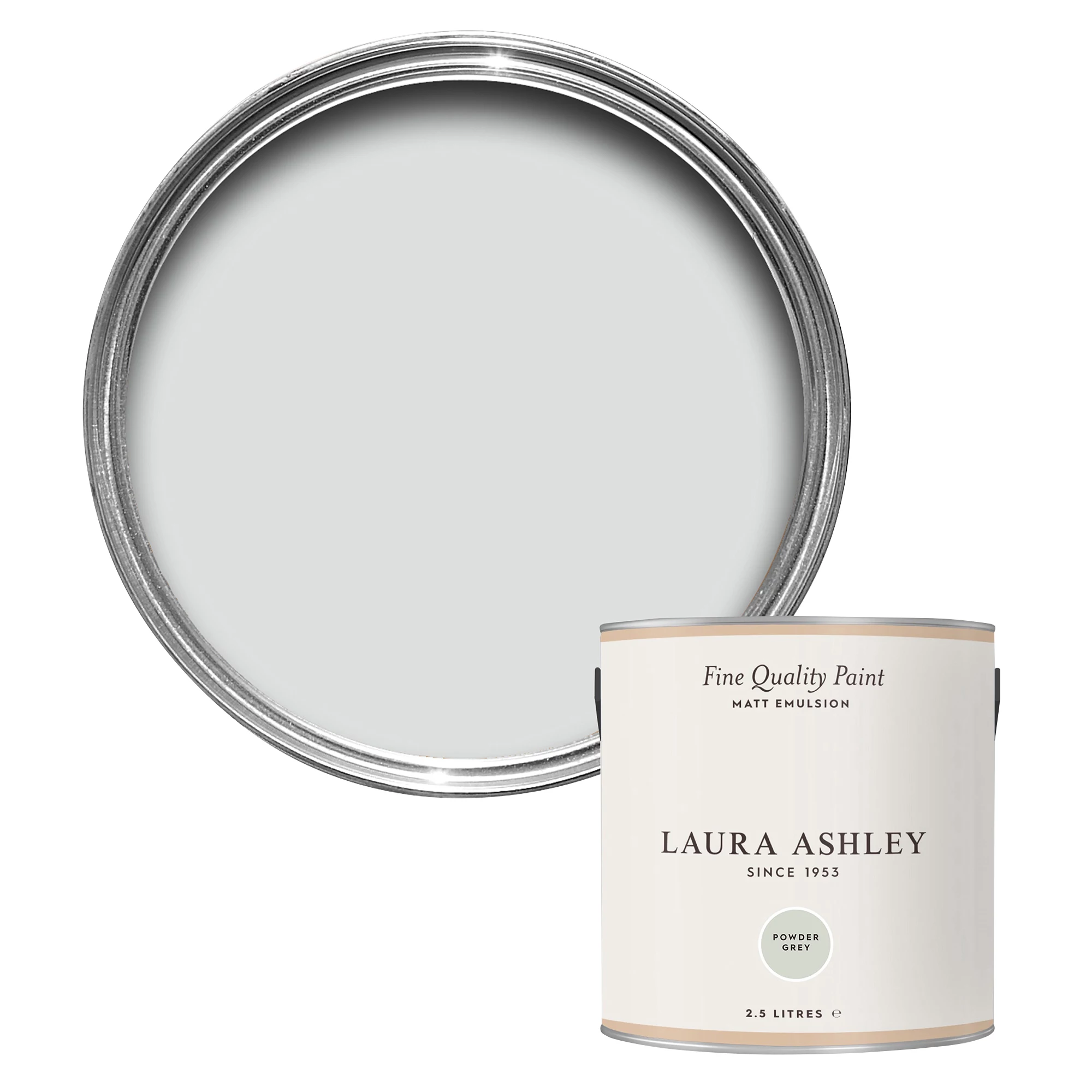 Laura Ashley Powder Grey Matt Emulsion Paint, 2.5L 1 Laura Ashley Powder Grey Matt Emulsion Paint, 2.5L