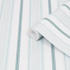 Laura Ashley Romantic Opulence Blue Stripe Smooth Wallpaper