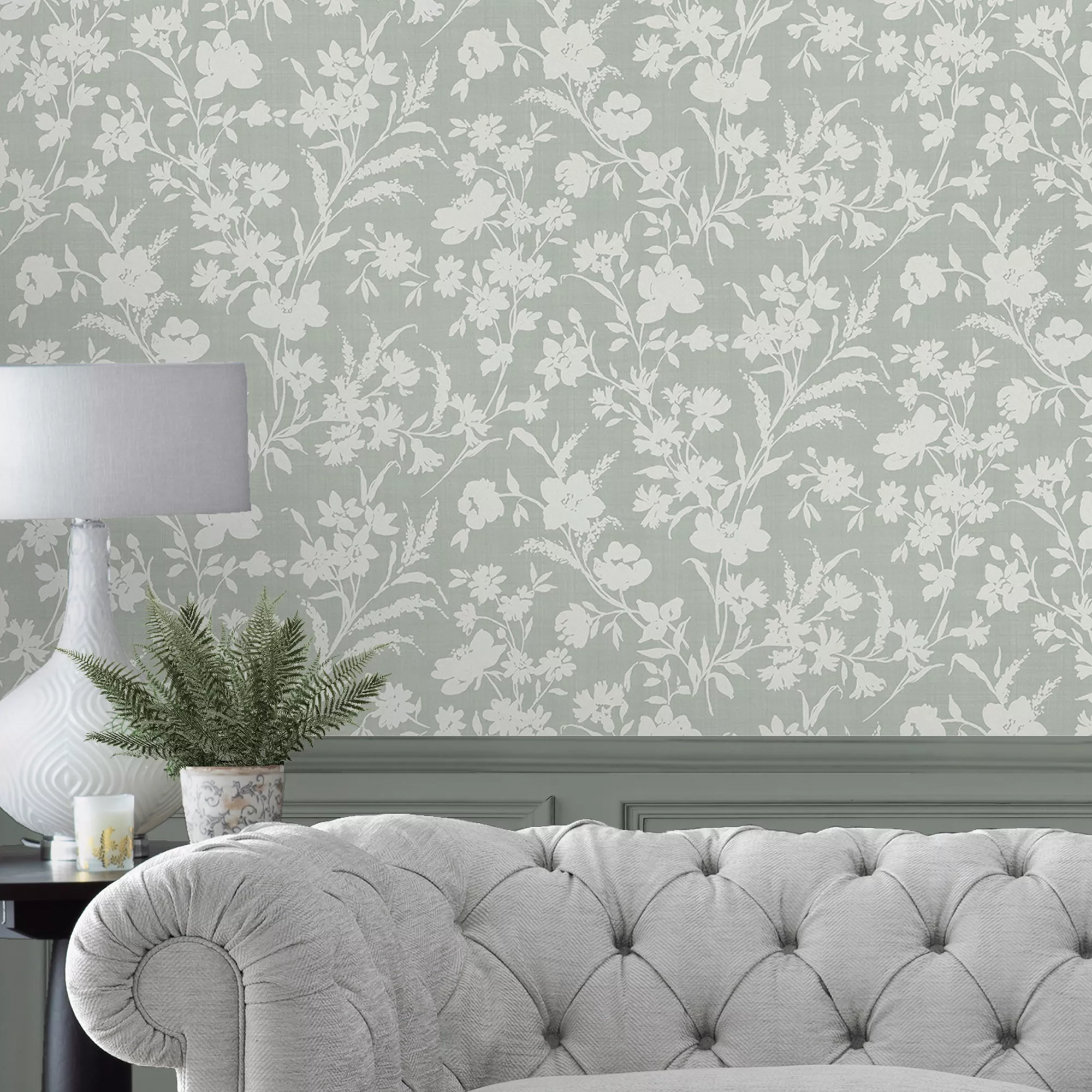 Laura Ashley Rye Sage Floral Smooth Wallpaper 6 Laura Ashley Rye Sage Floral Smooth Wallpaper - Image 6