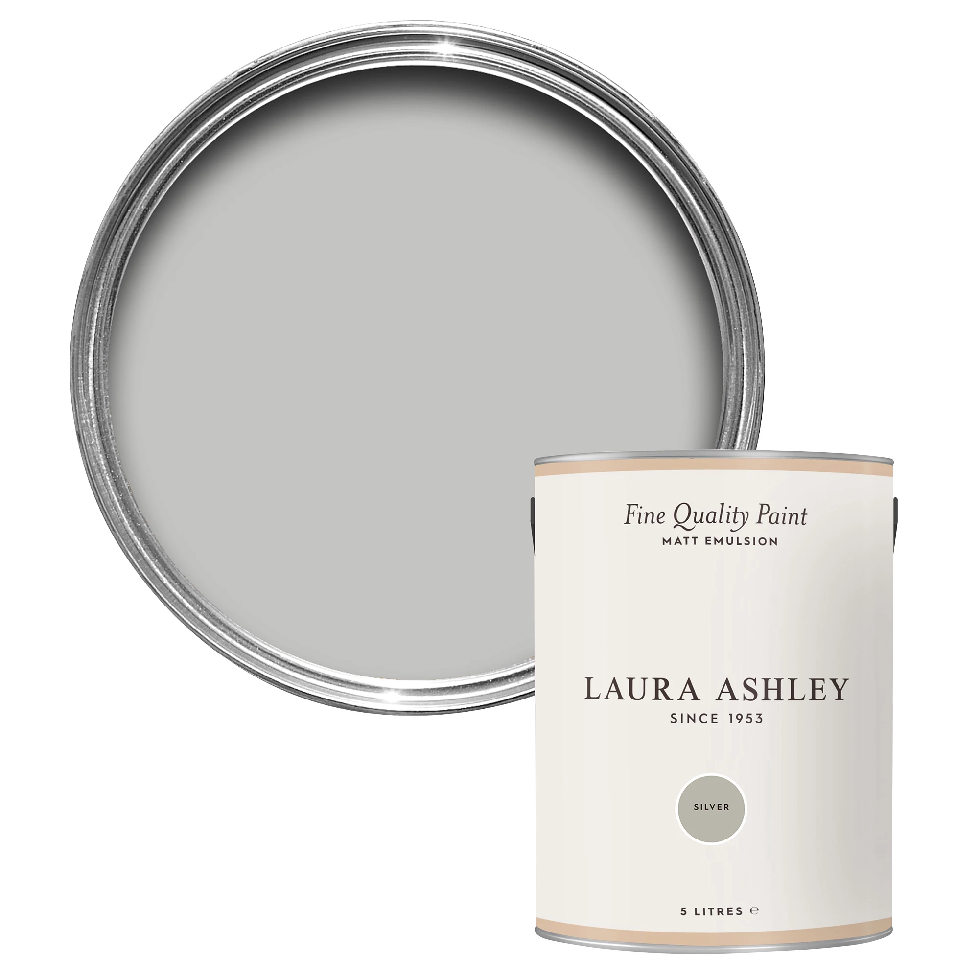 Laura Ashley Silver Matt Emulsion Paint, 5L 1 Laura Ashley Silver Matt Emulsion Paint, 5L