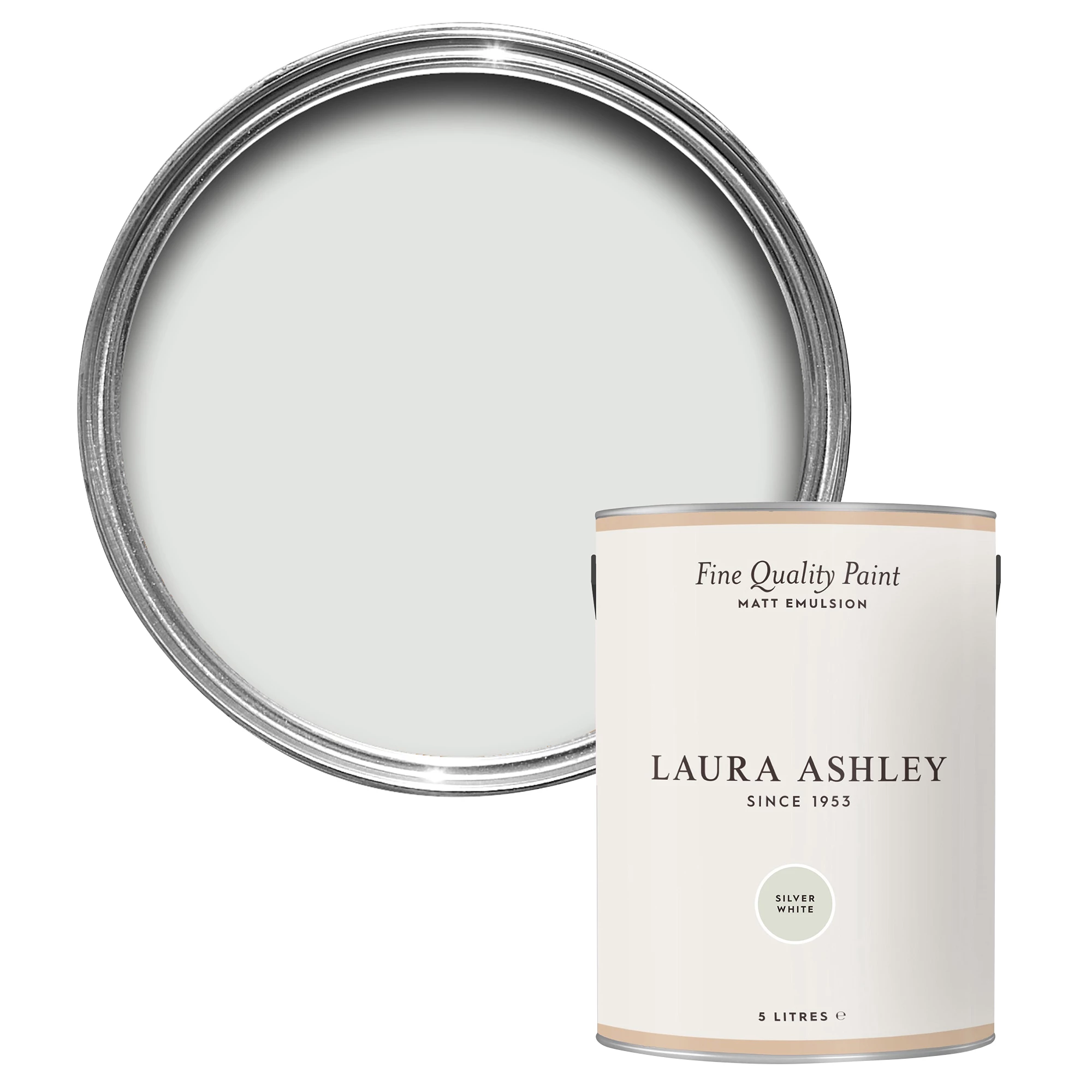 Laura Ashley Silver White Matt Emulsion Paint, 5L 1 Laura Ashley Silver White Matt Emulsion Paint, 5L