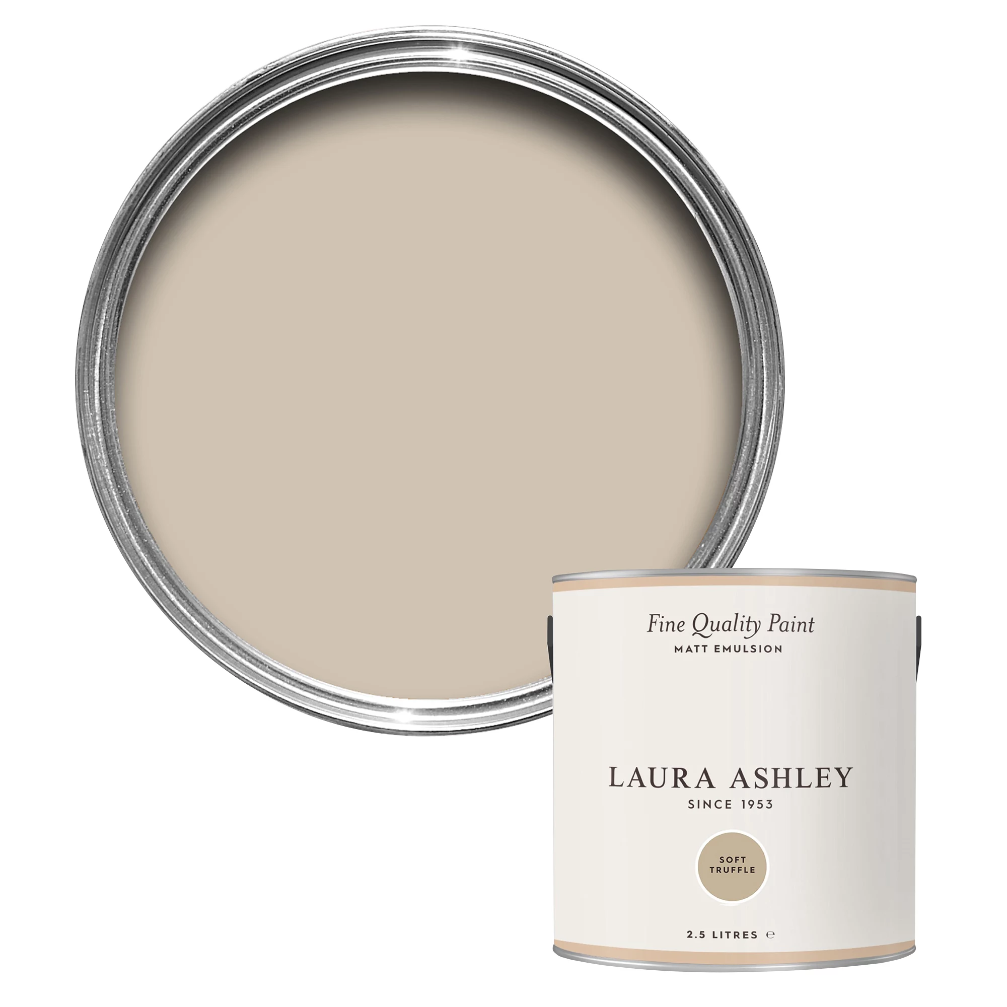 Laura Ashley Soft Truffle Matt Emulsion Paint, 2.5L 1 Laura Ashley Soft Truffle Matt Emulsion Paint, 2.5L