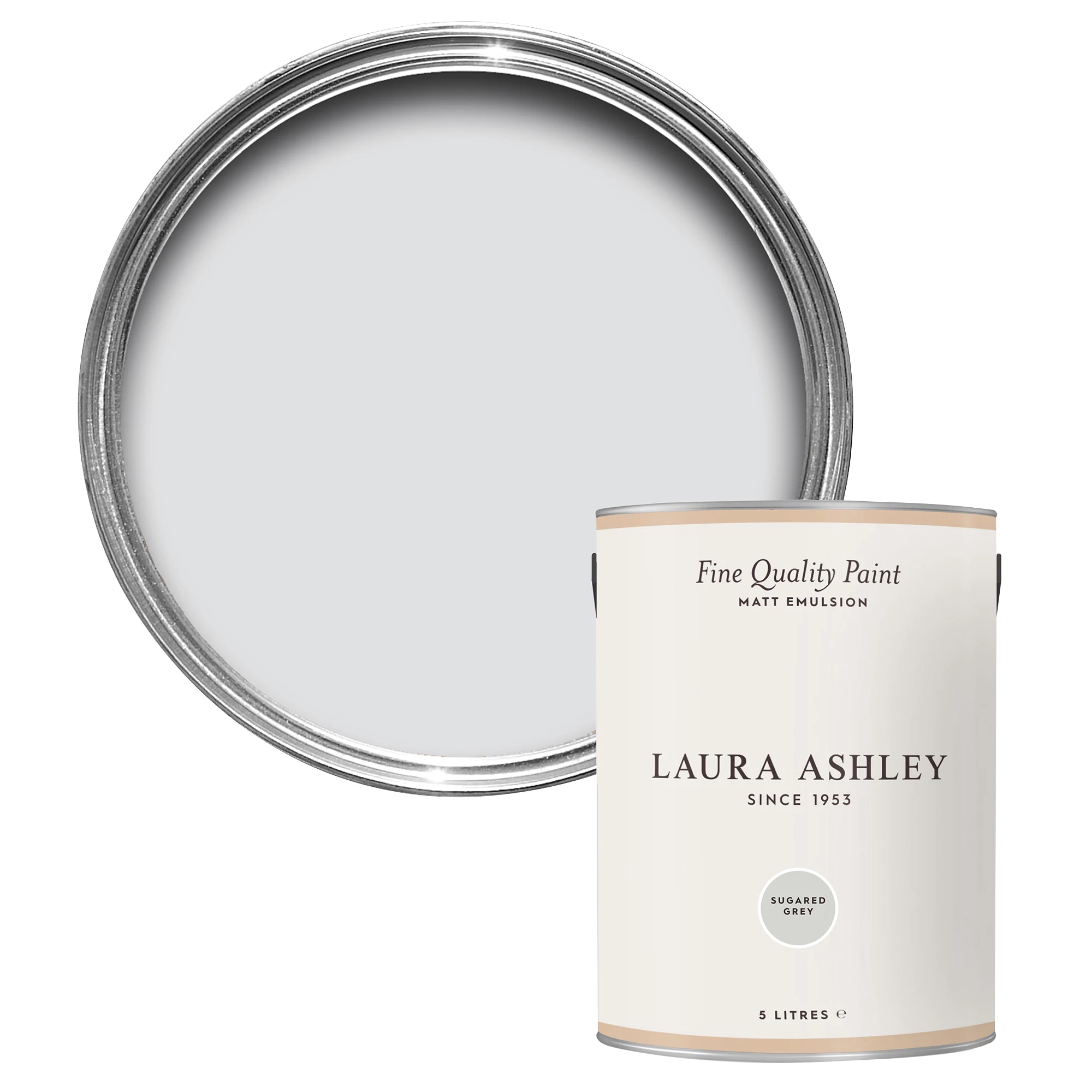 Laura Ashley Sugared Grey Matt Emulsion Paint, 5L 1 Laura Ashley Sugared Grey Matt Emulsion Paint, 5L