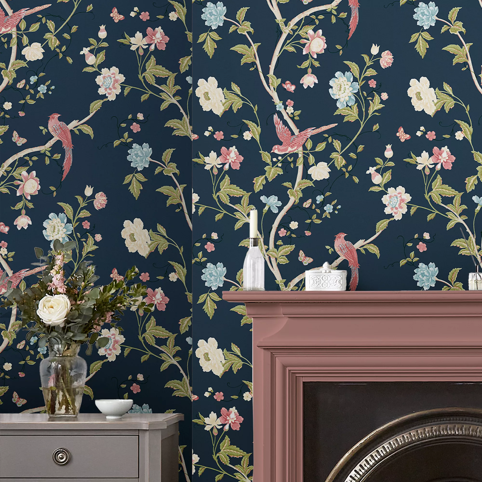 Laura Ashley Summer Palace Blue Trail Smooth Wallpaper 6 Laura Ashley Summer Palace Blue Trail Smooth Wallpaper - Image 6