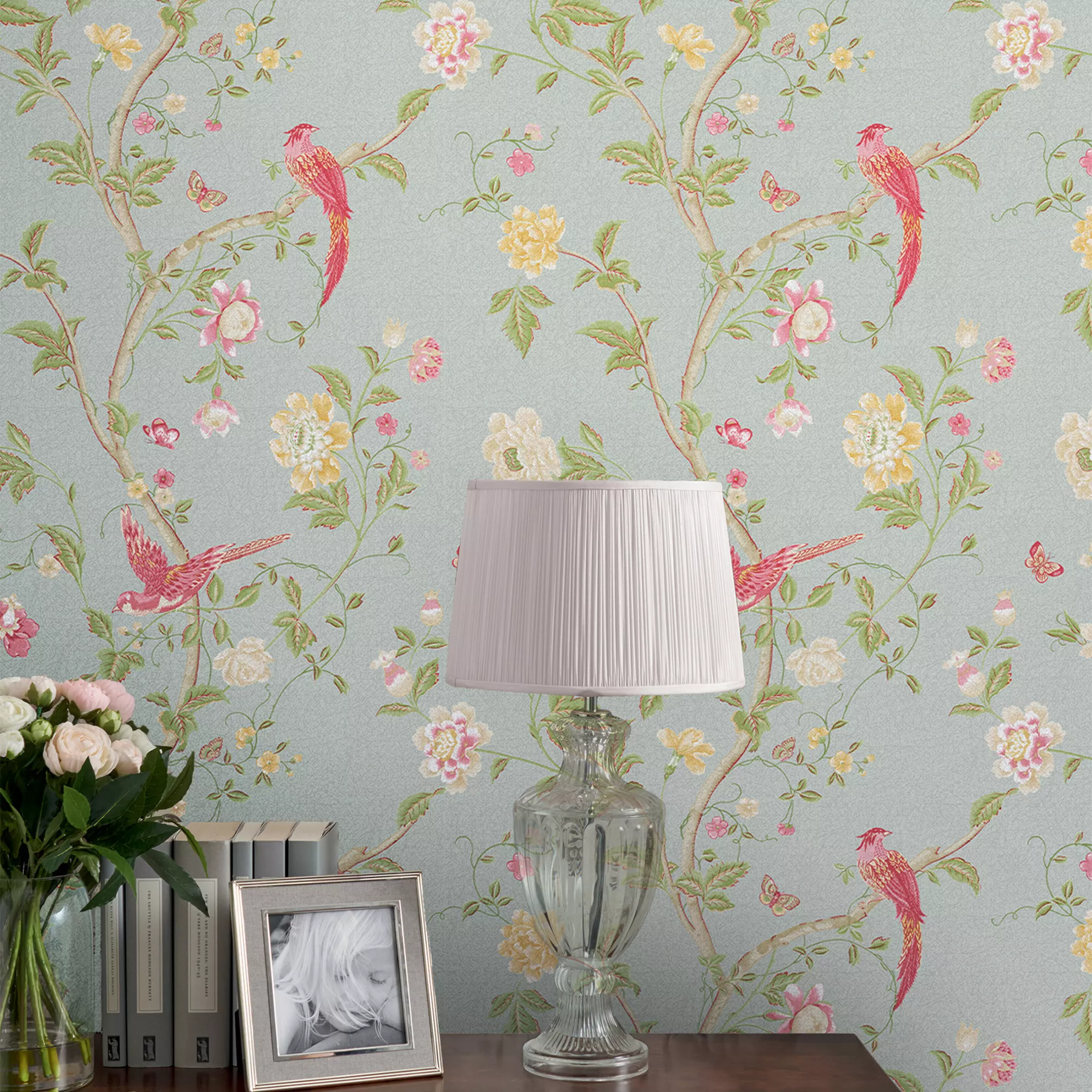 Laura Ashley Summer Palace Duck Egg Floral Smooth Wallpaper 4 Laura Ashley Summer Palace Duck Egg Floral Smooth Wallpaper - Image 4