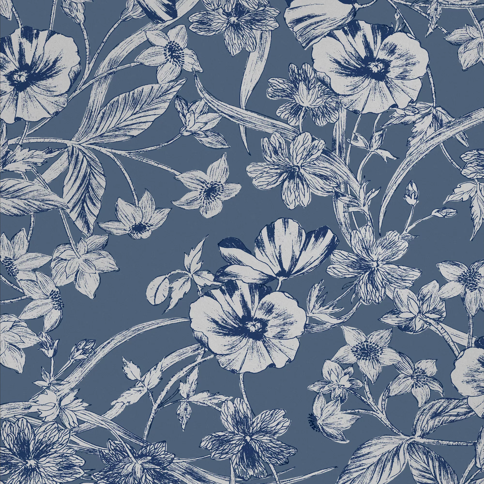 Laura Ashley Summerhill Midnight Blue Floral Smooth Wallpaper 2 Laura Ashley Summerhill Midnight Blue Floral Smooth Wallpaper - Image 2