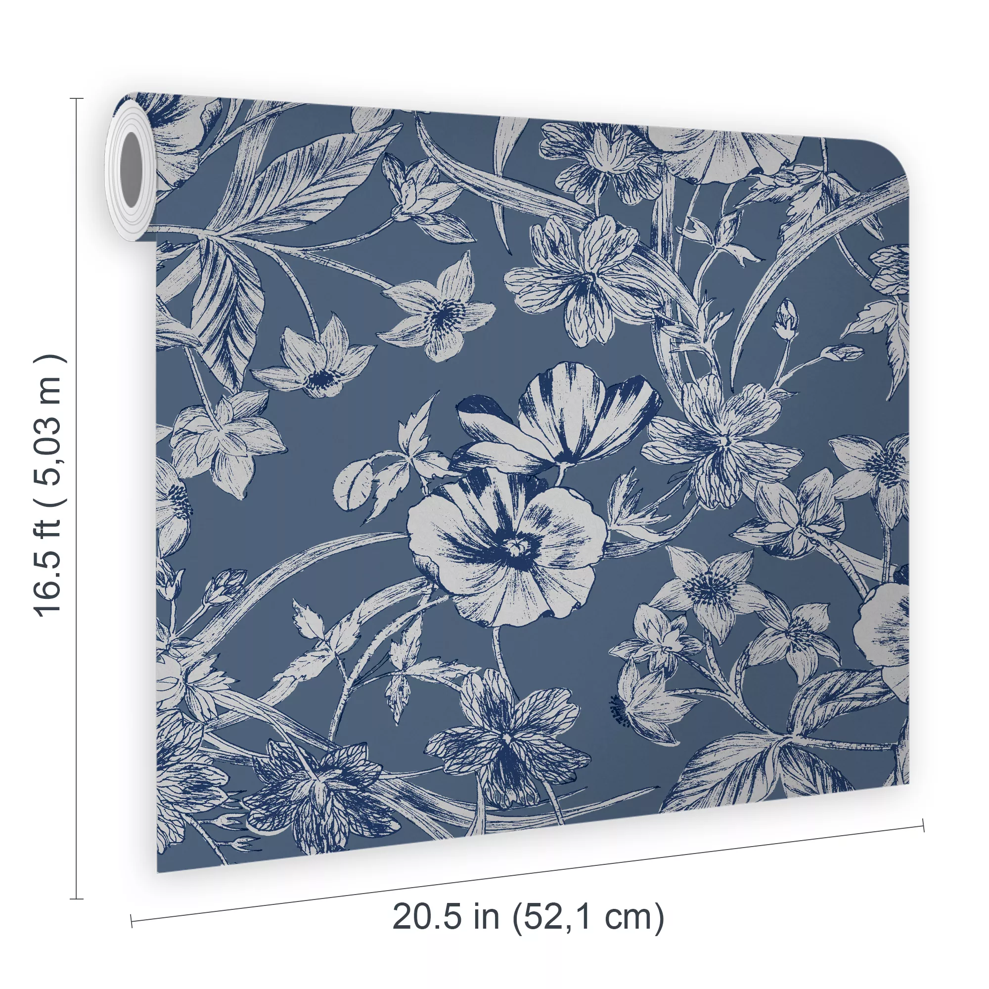 Laura Ashley Summerhill Midnight Blue Floral Smooth Wallpaper 6 Laura Ashley Summerhill Midnight Blue Floral Smooth Wallpaper - Image 6