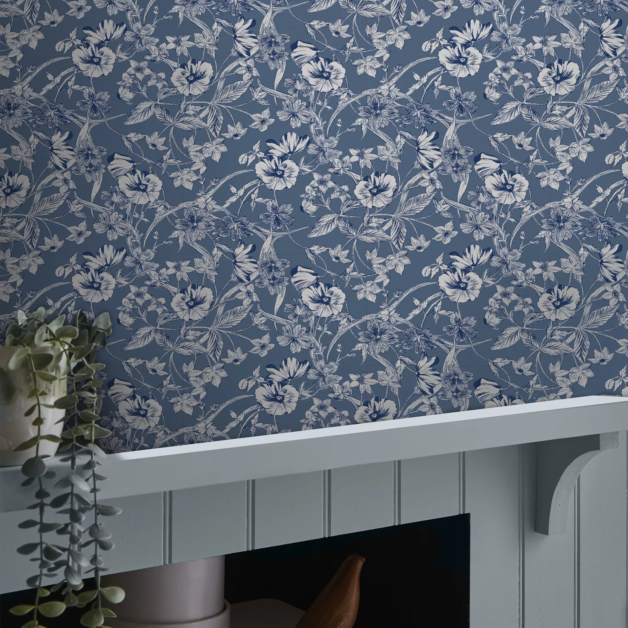 Laura Ashley Summerhill Midnight Blue Floral Smooth Wallpaper 5 Laura Ashley Summerhill Midnight Blue Floral Smooth Wallpaper - Image 5