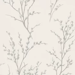 Laura Ashley Willow Off White & Steel Floral Smooth Wallpaper