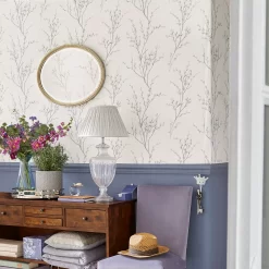 Laura Ashley Willow Off White & Steel Floral Smooth Wallpaper -Laura Ashley Sales Store laura ashley willow off white steel floral smooth wallpaper5011583467215 20i bq