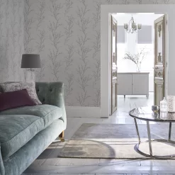 Laura Ashley Willow Off White & Steel Floral Smooth Wallpaper -Laura Ashley Sales Store laura ashley willow off white steel floral smooth wallpaper5011583467215 21i bq